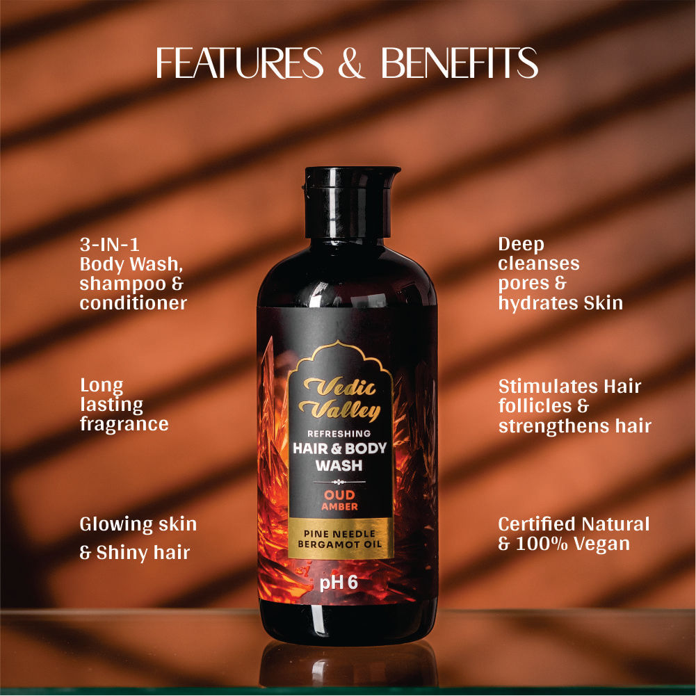 Vedic Valley Refreshing Hair & Body Wash Oud Amber