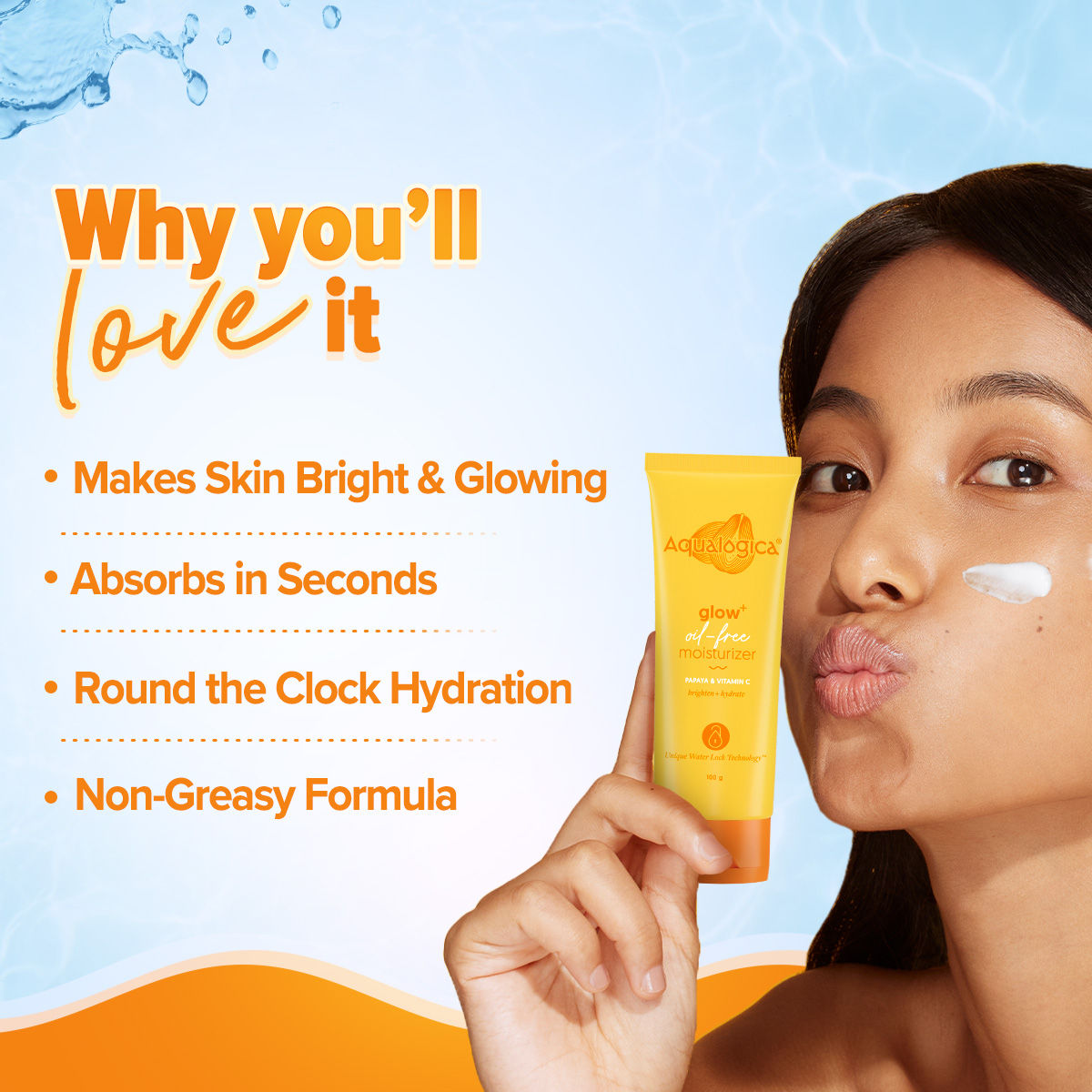 Aqualogica Glow+ Oil Free Moisturizer with Papaya & Vitamin C for Glowing Skin