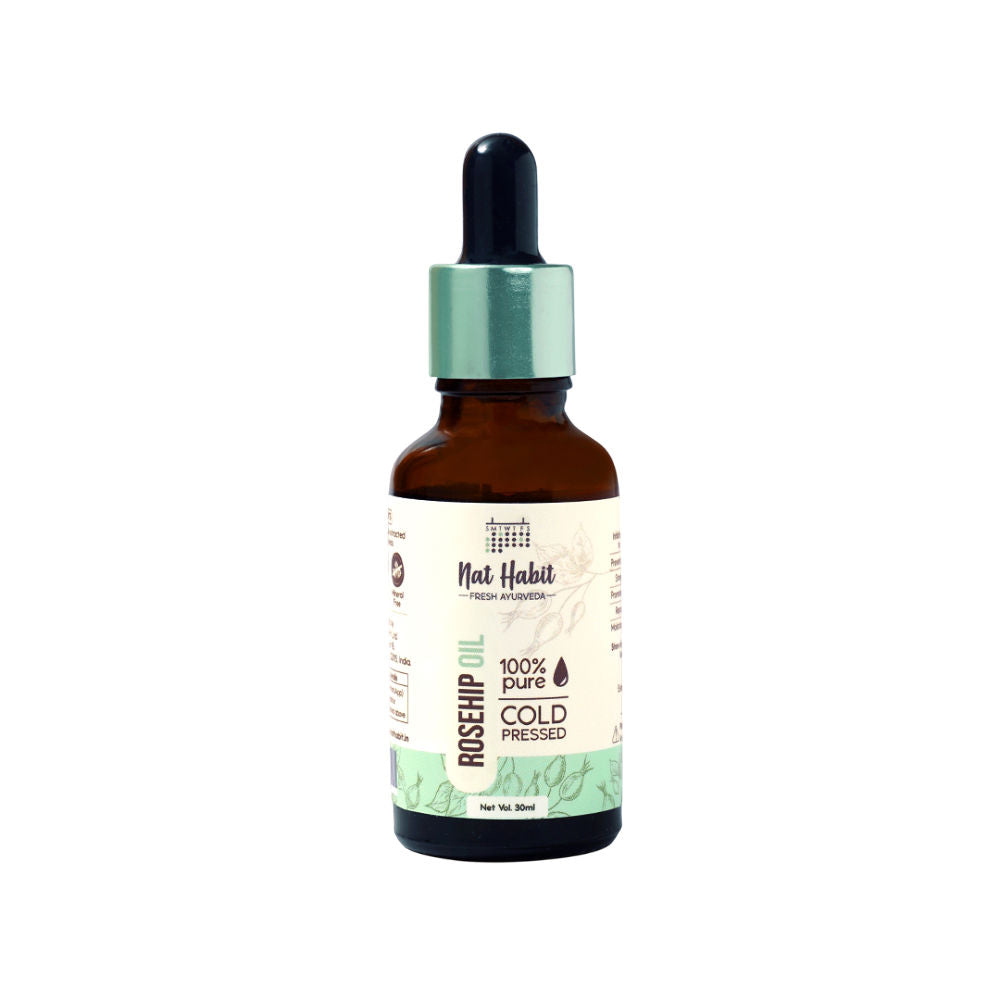 Nat Habit 100% Pure Rosehip Seed Oil For Face Aging Skin, Minimises Wrinkles And Fades Acne Scars