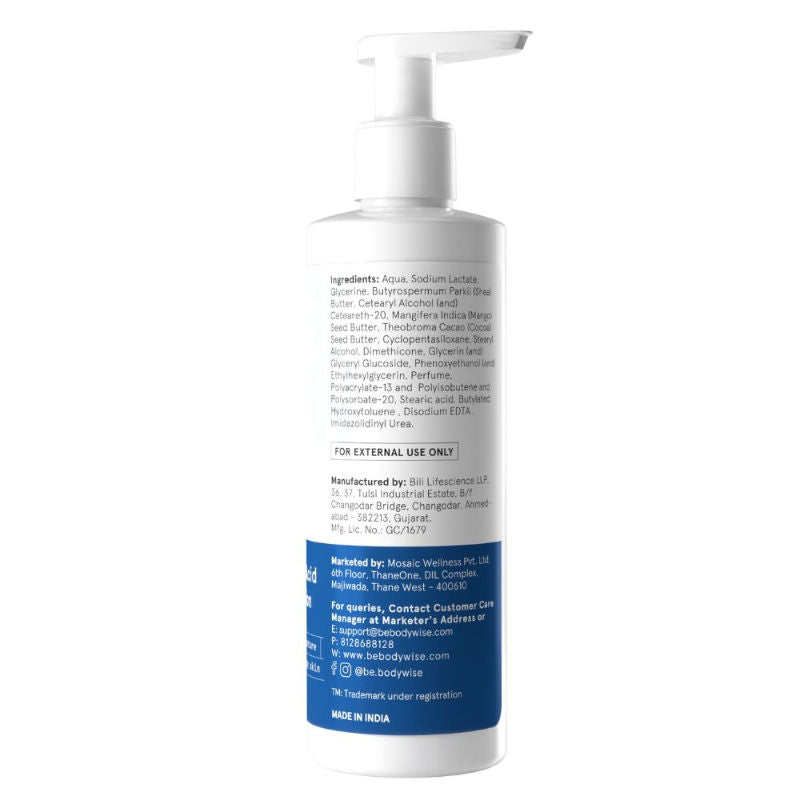 Be Bodywise 5% Lactic Acid Body Lotion - For 24H Moisturization, Improved Skin Texture, Smooth Skin