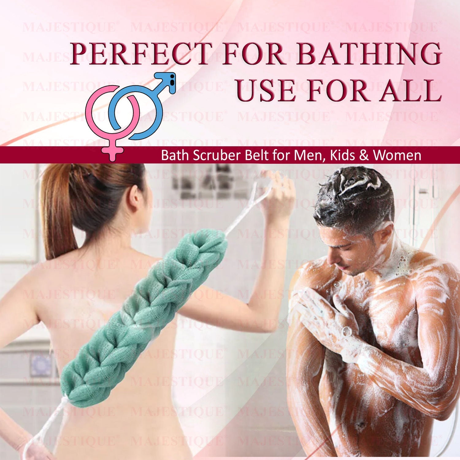 Majestique Mesh Bath Belt Shower Sponge (Color May Vary)