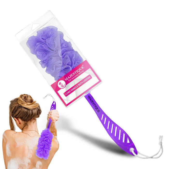 Majestique Long Handle Bath Loofah (Colour May Vary)