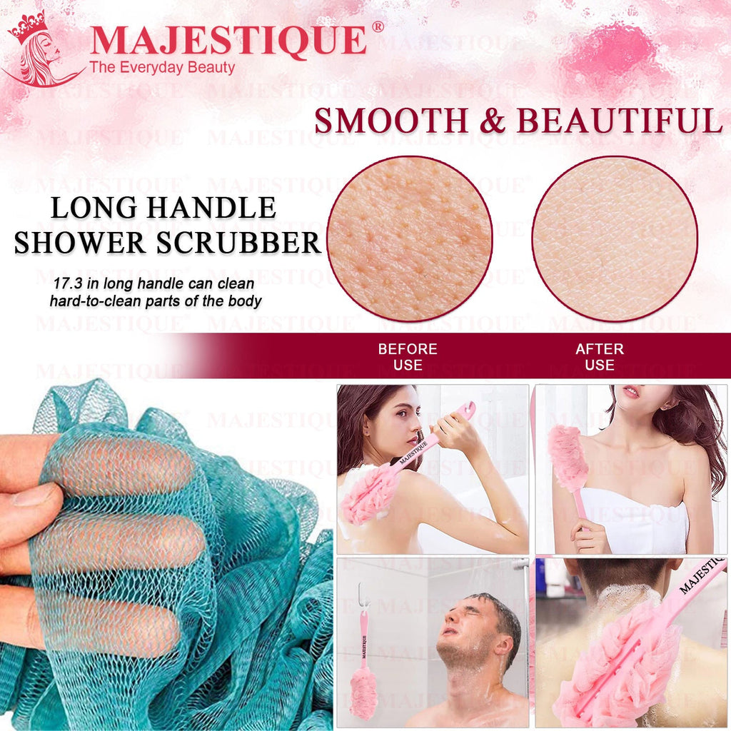 Majestique Long Handle Bath Loofah (Colour May Vary)