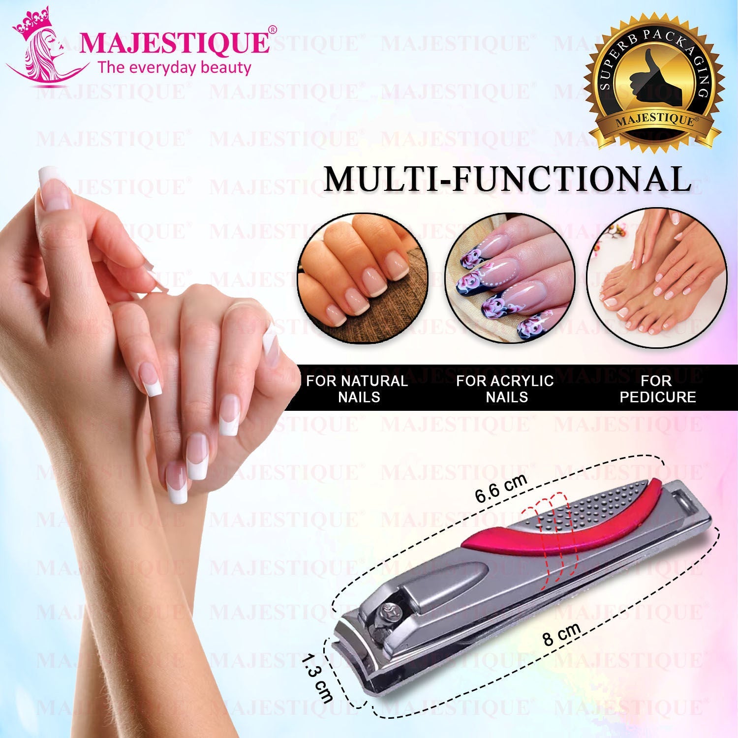 Majestique Nail Cutter with Comfort Grip-Trimmer Stainless Steel for Men and Women- Color May Vary