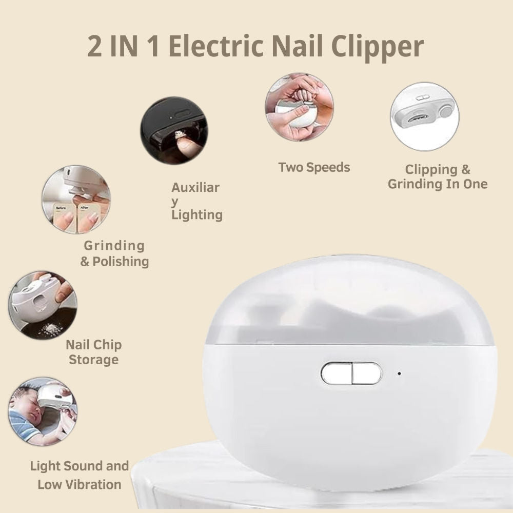 Signaxo Nailease 2-In-1 Electric Nail Clipper & File Quiet, And Easy Nail Trimming For All Ages