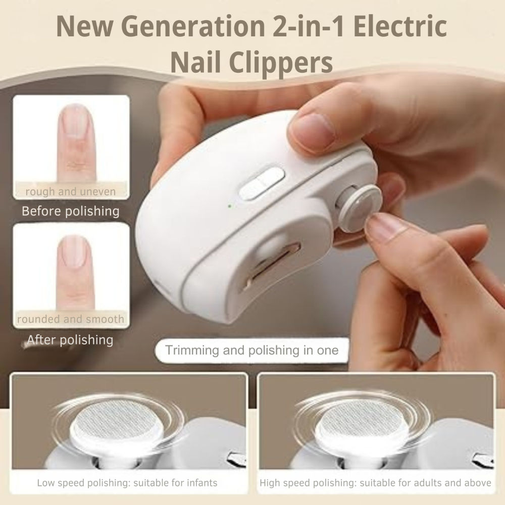 Signaxo Nailease 2-In-1 Electric Nail Clipper & File Quiet, And Easy Nail Trimming For All Ages