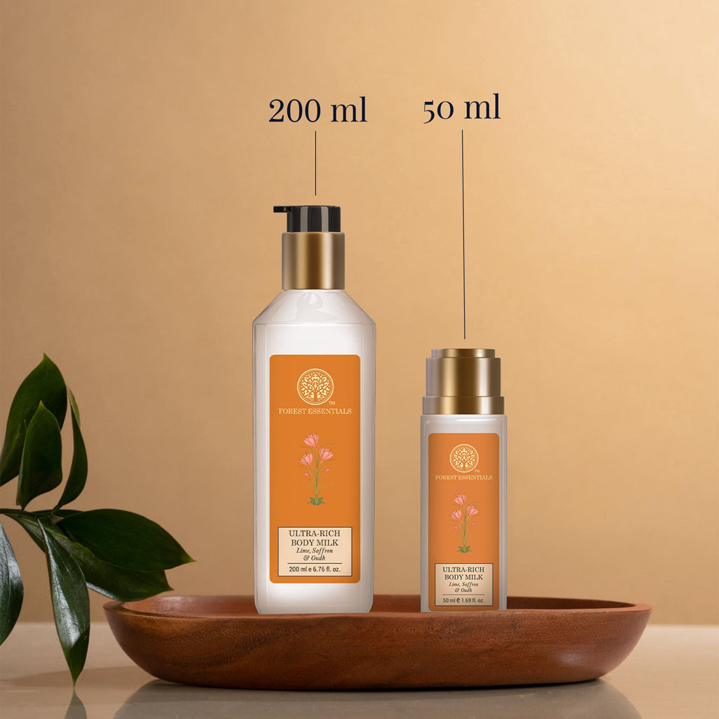 Forest Essentials Ultra-Rich Lime Saffron & Oudh Natural Body Milk