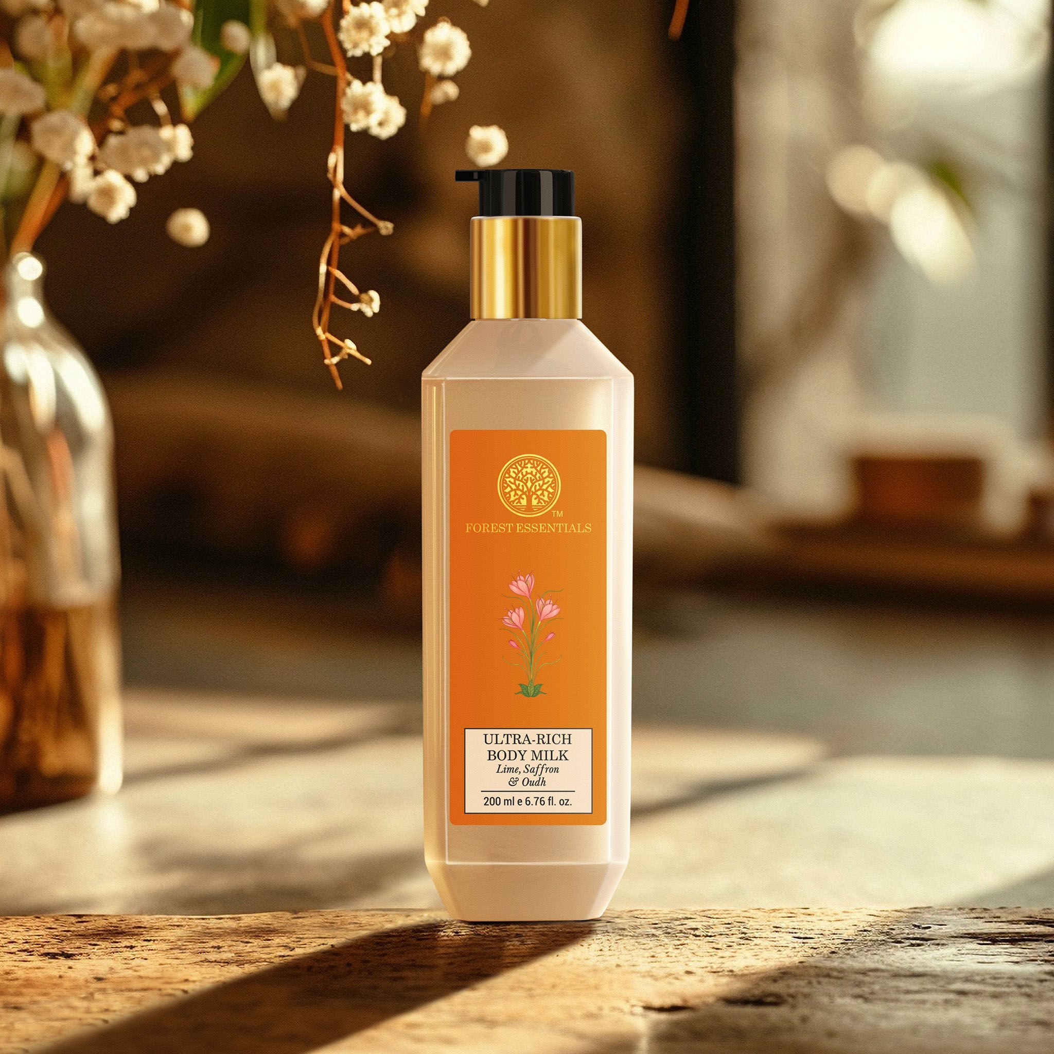 Forest Essentials Ultra-Rich Lime Saffron & Oudh Natural Body Milk