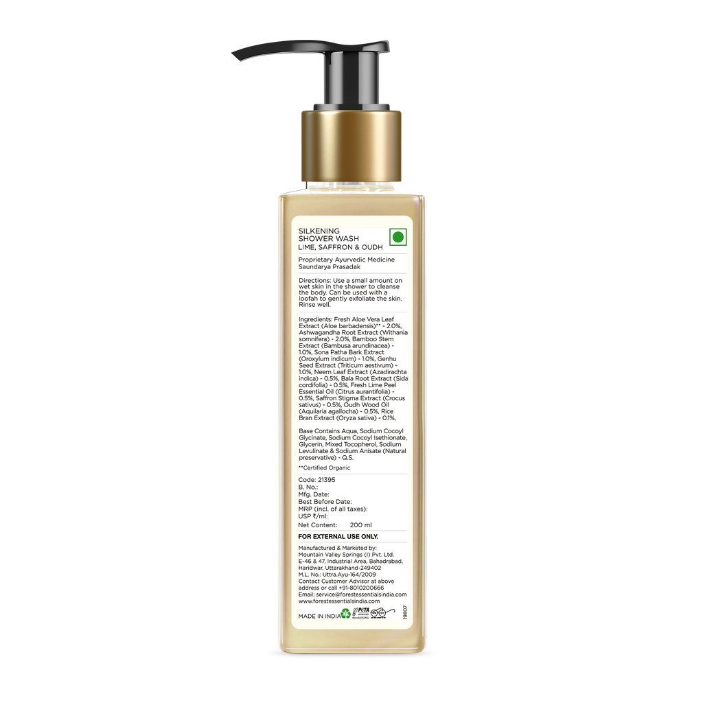 Forest Essentials Silkening Lime Saffron & Oudh Natural Shower Wash