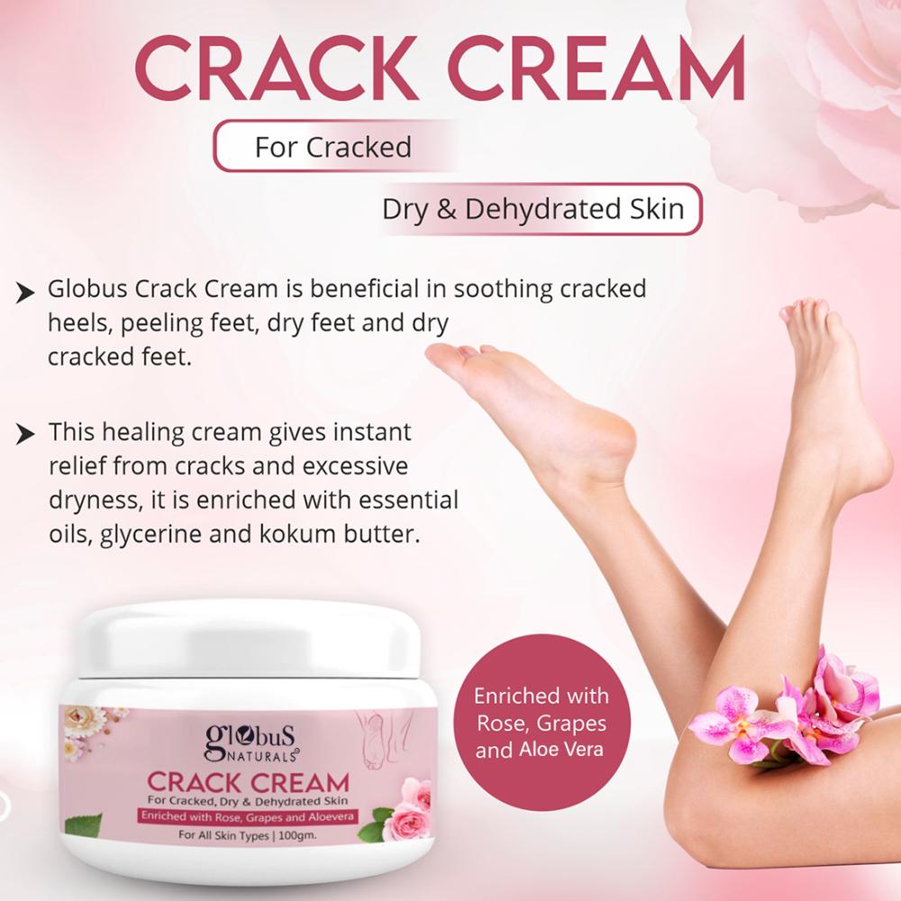 Globus Naturals Heels & Feet Crack Cream Enriched with Aloevera Grapes & Rose