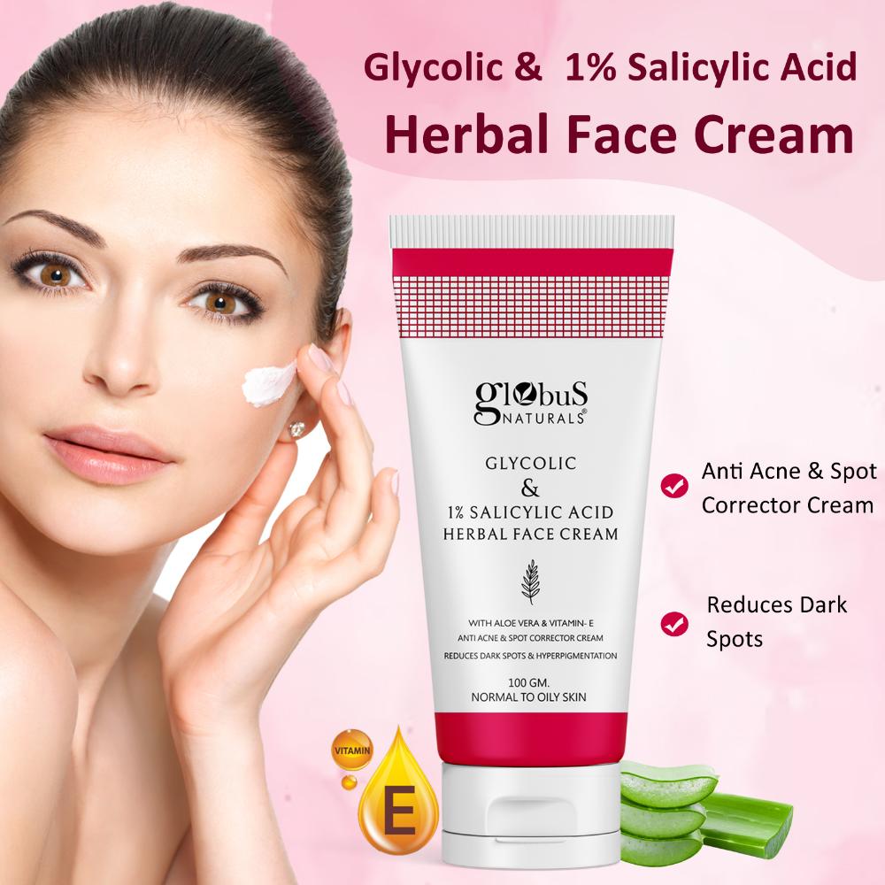 Globus Naturals Glycolic & 1% Salicylic Acid Herbal Face Cream