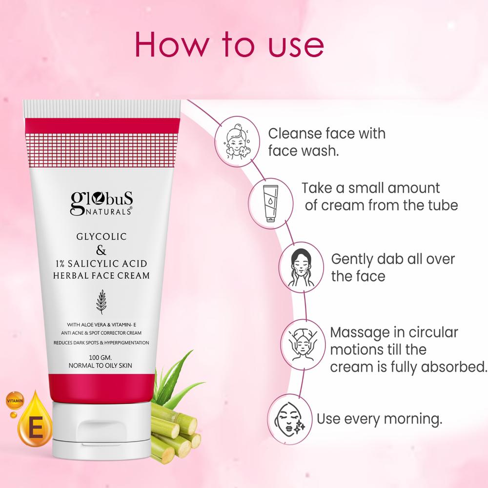 Globus Naturals Glycolic & 1% Salicylic Acid Herbal Face Cream