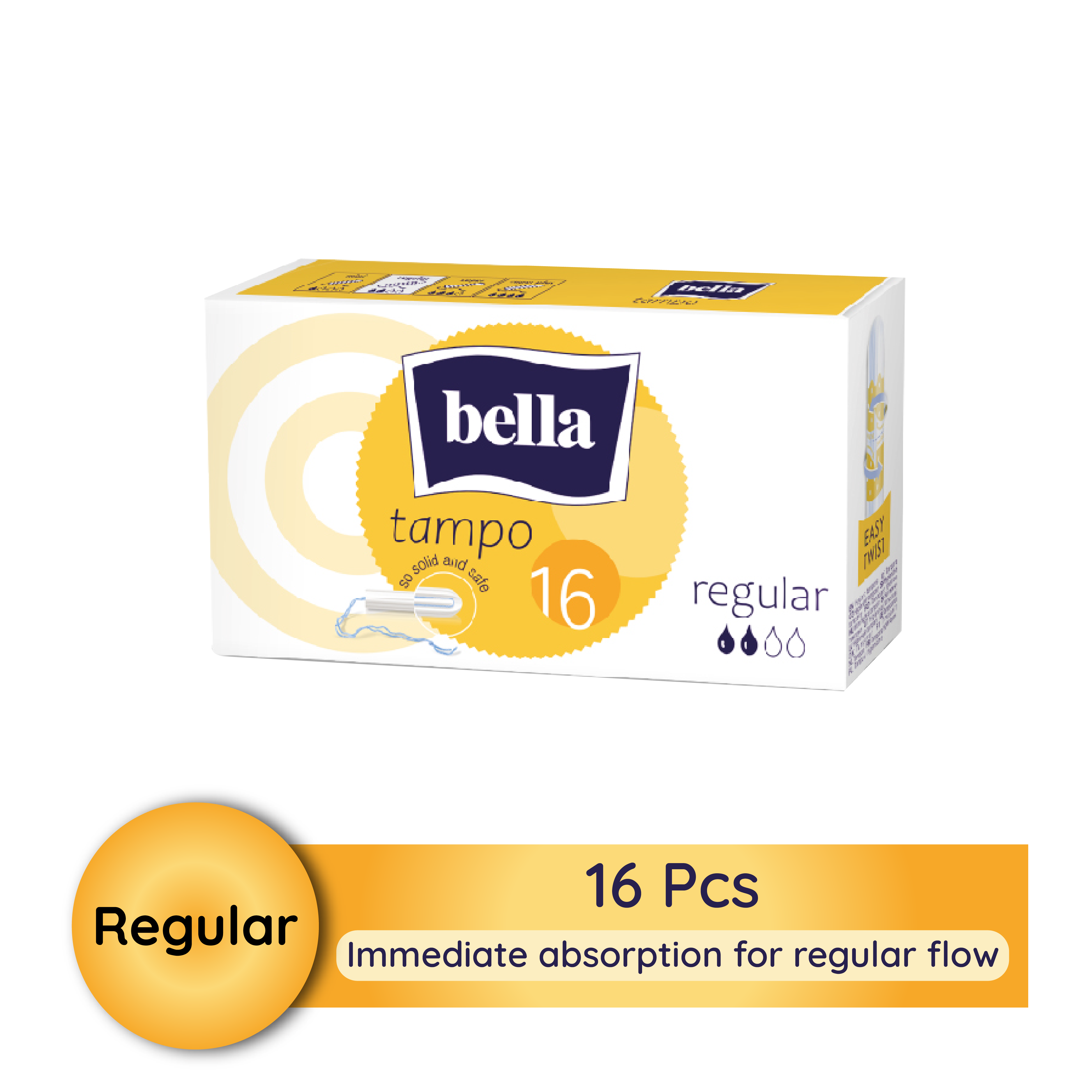 Bella Tampon Regular for Women, High Absorption, Regular Flow, Comfort Fit, Leakproof (16 Pcs)