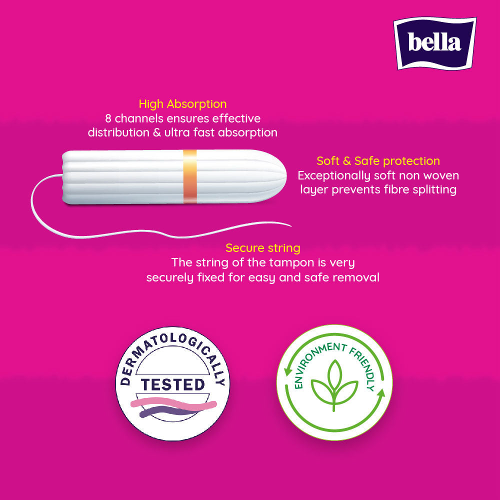 Bella Tampon Regular for Women, High Absorption, Regular Flow, Comfort Fit, Leakproof (16 Pcs)