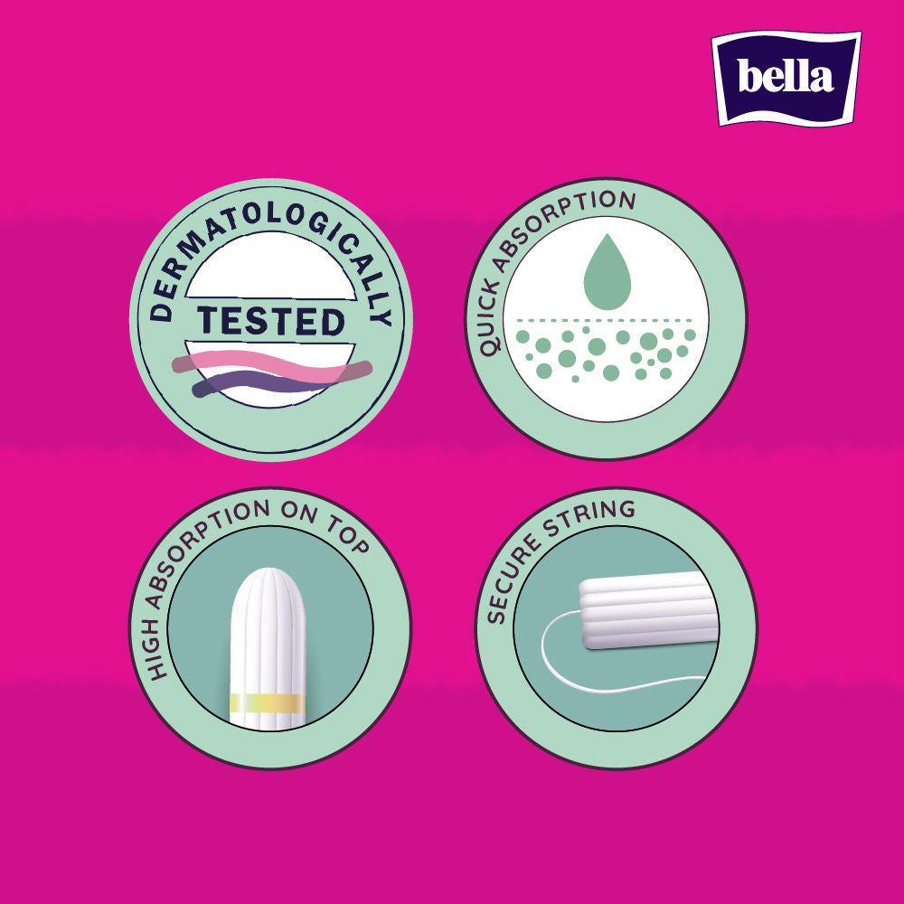Bella Tampon Regular for Women, High Absorption, Regular Flow, Comfort Fit, Leakproof (16 Pcs)