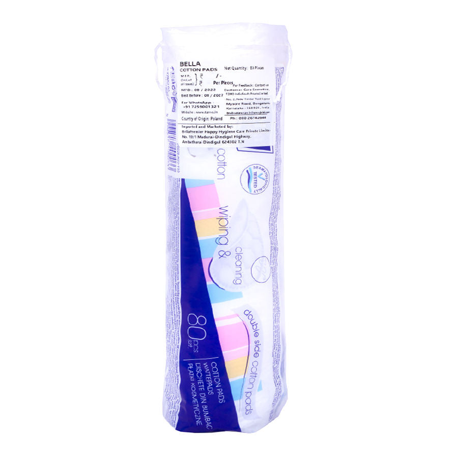 Bella Cotton Pads,100% Cotton, Double Sided, Skin Cleaning (Eye, Face), Nail Polish Removal
