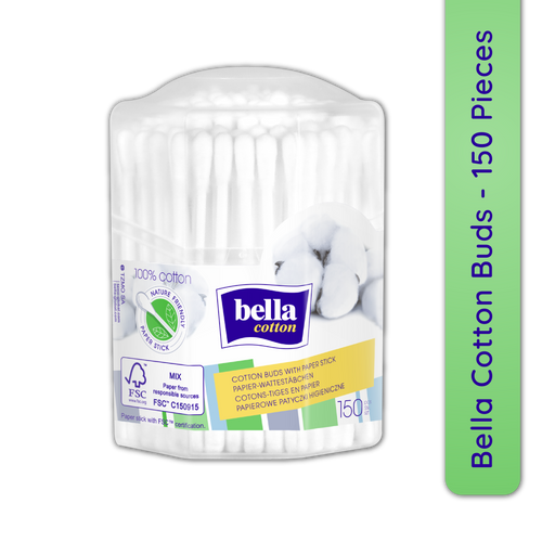 Bella Cotton Buds with Paper Stick, Soft & Gentle,100% Cotton,Nature Friendly, Multipurposes