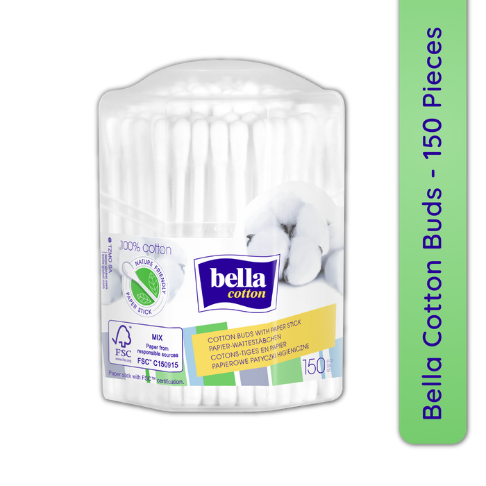 Bella Cotton Buds with Paper Stick, Soft & Gentle,100% Cotton,Nature Friendly, Multipurposes