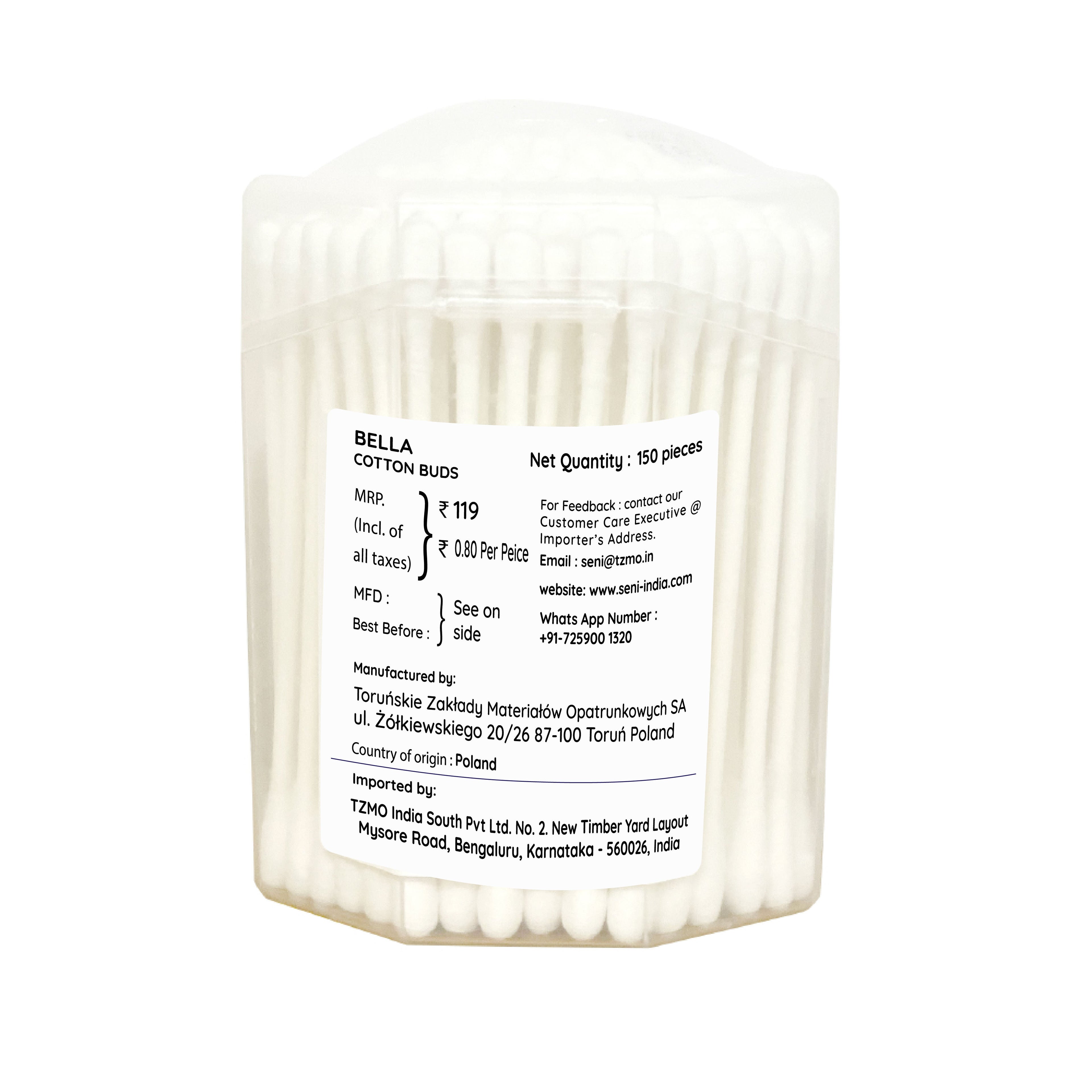 Bella Cotton Buds with Paper Stick, Soft & Gentle,100% Cotton,Nature Friendly, Multipurposes