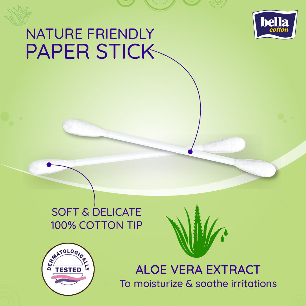 Bella Cotton Buds with Paper Stick, Soft & Gentle,100% Cotton,Nature Friendly, Multipurposes