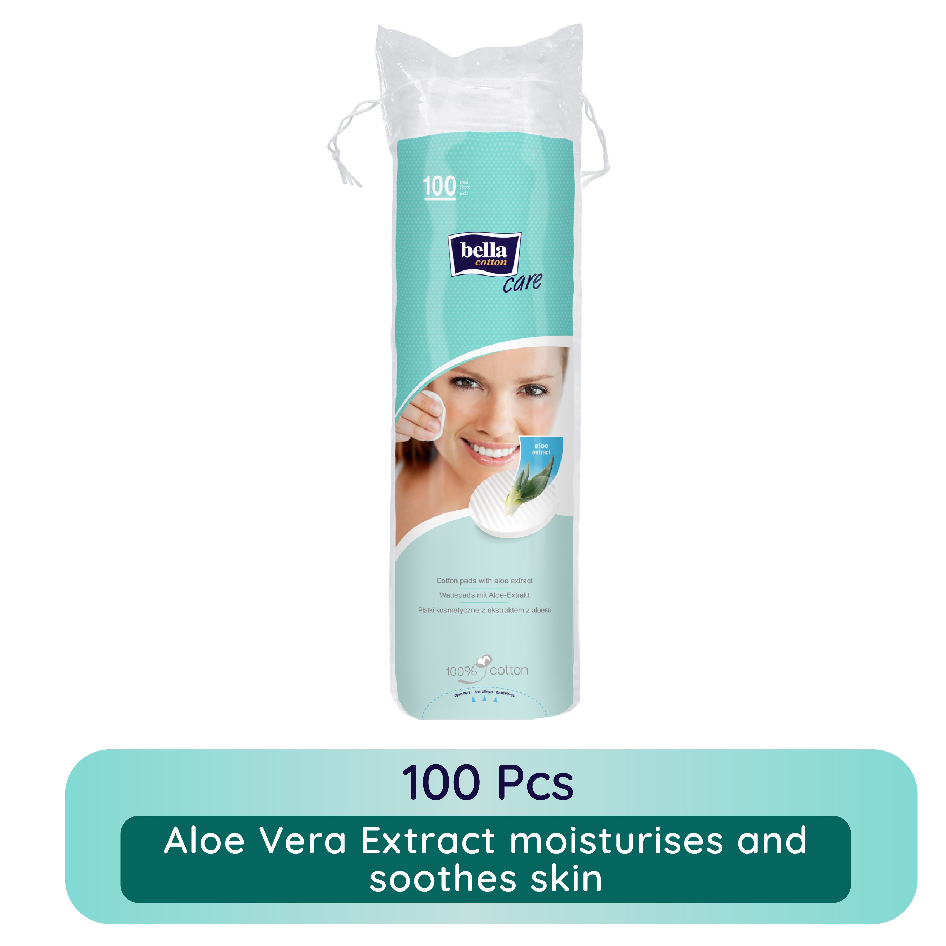 Bella Cotton Pads With Aloe vera Extracts, 100% Cotton, Makeup Removal, Nail Polish Removal