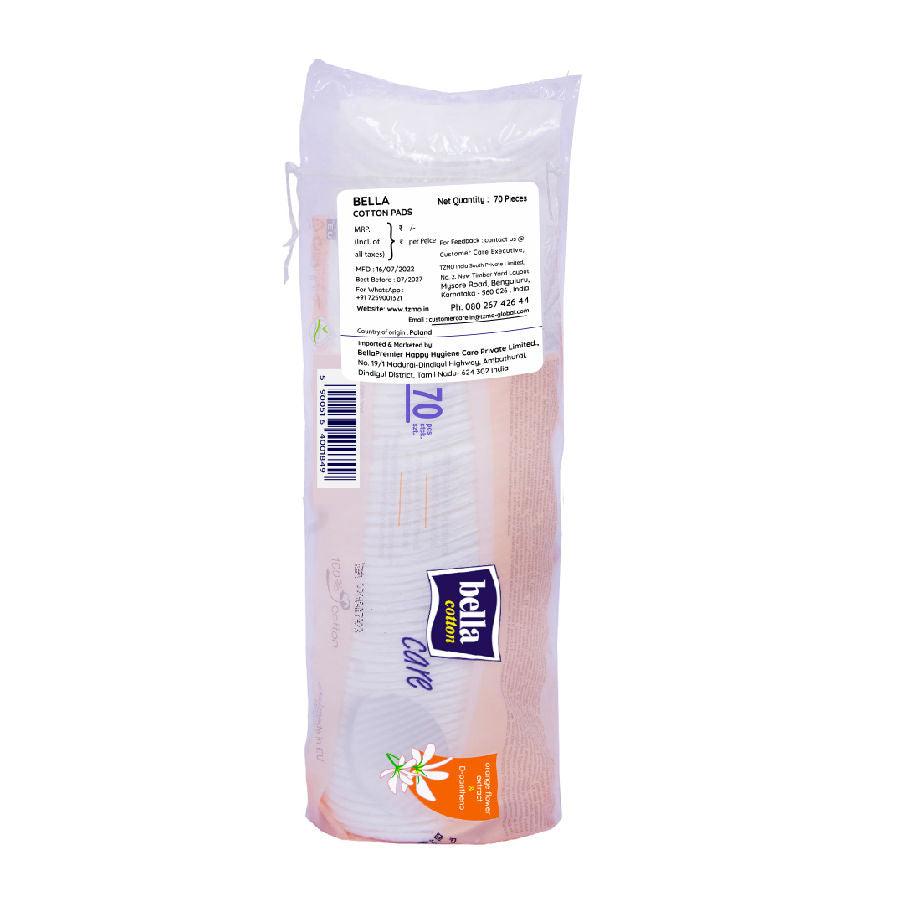 Bella Cotton Pads With D Panthenol & Orange Blossom Extracts, 100% Cotton, Double Sided
