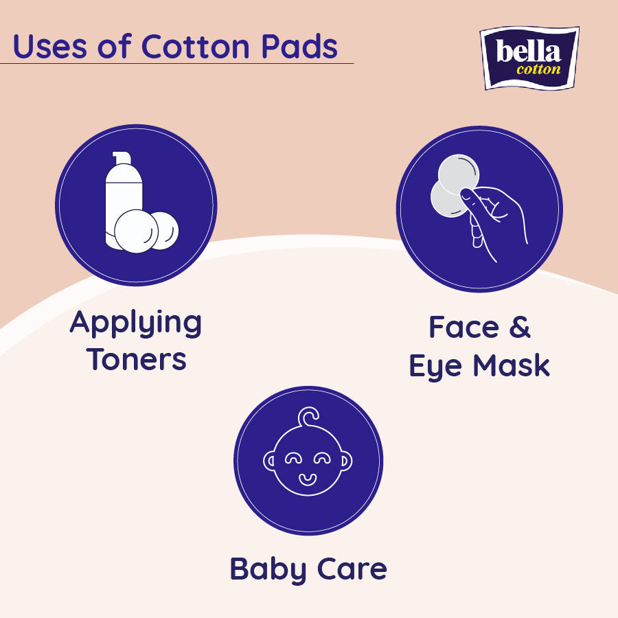 Bella Cotton Pads With D Panthenol & Orange Blossom Extracts, 100% Cotton, Double Sided