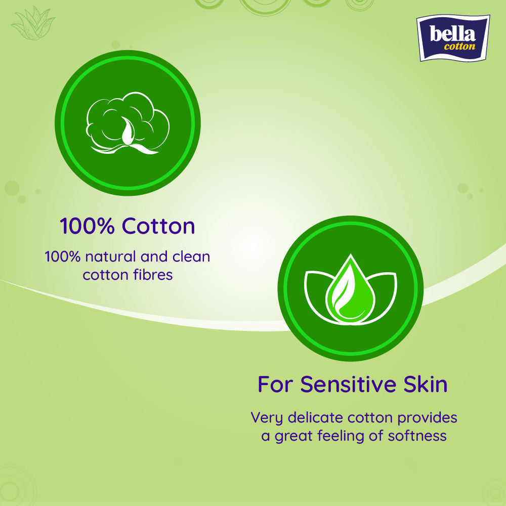 Bella Cotton Buds with Paper Stick, Soft and Gentle, 100% Cotton, With Aloe Vera Extract