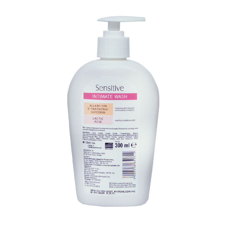 Bella Sensitive Intimate Wash For Women, Gynecologically Tested, Delicate Emulsion Formula (300ml)