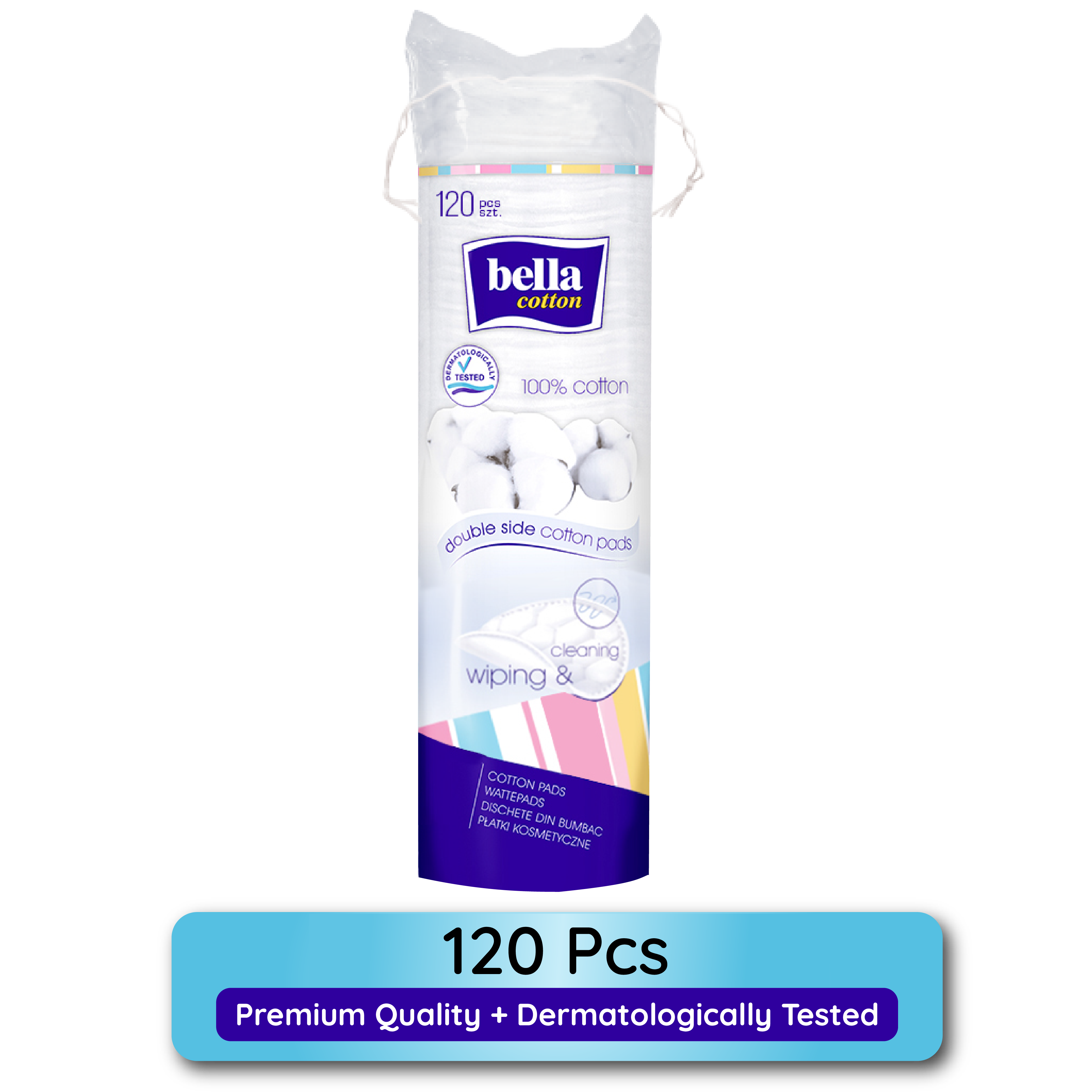 Bella Cotton Pads, 100% Cotton, Double Sided, Makeup Removal, Nail Polish Removal - Pack of 1