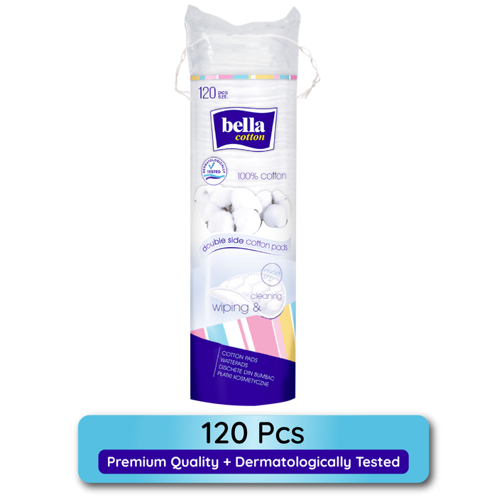 Bella Cotton Pads, 100% Cotton, Double Sided, Makeup Removal, Nail Polish Removal - Pack of 1