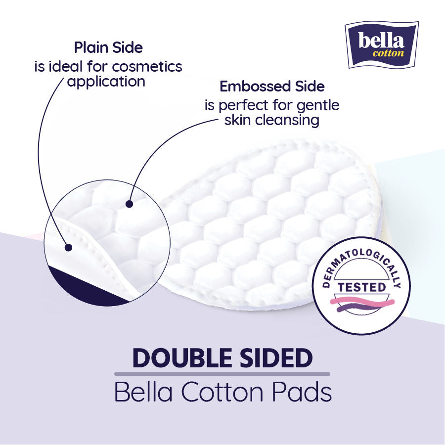 Bella Cotton Pads, 100% Cotton, Double Sided, Makeup Removal, Nail Polish Removal - Pack of 1