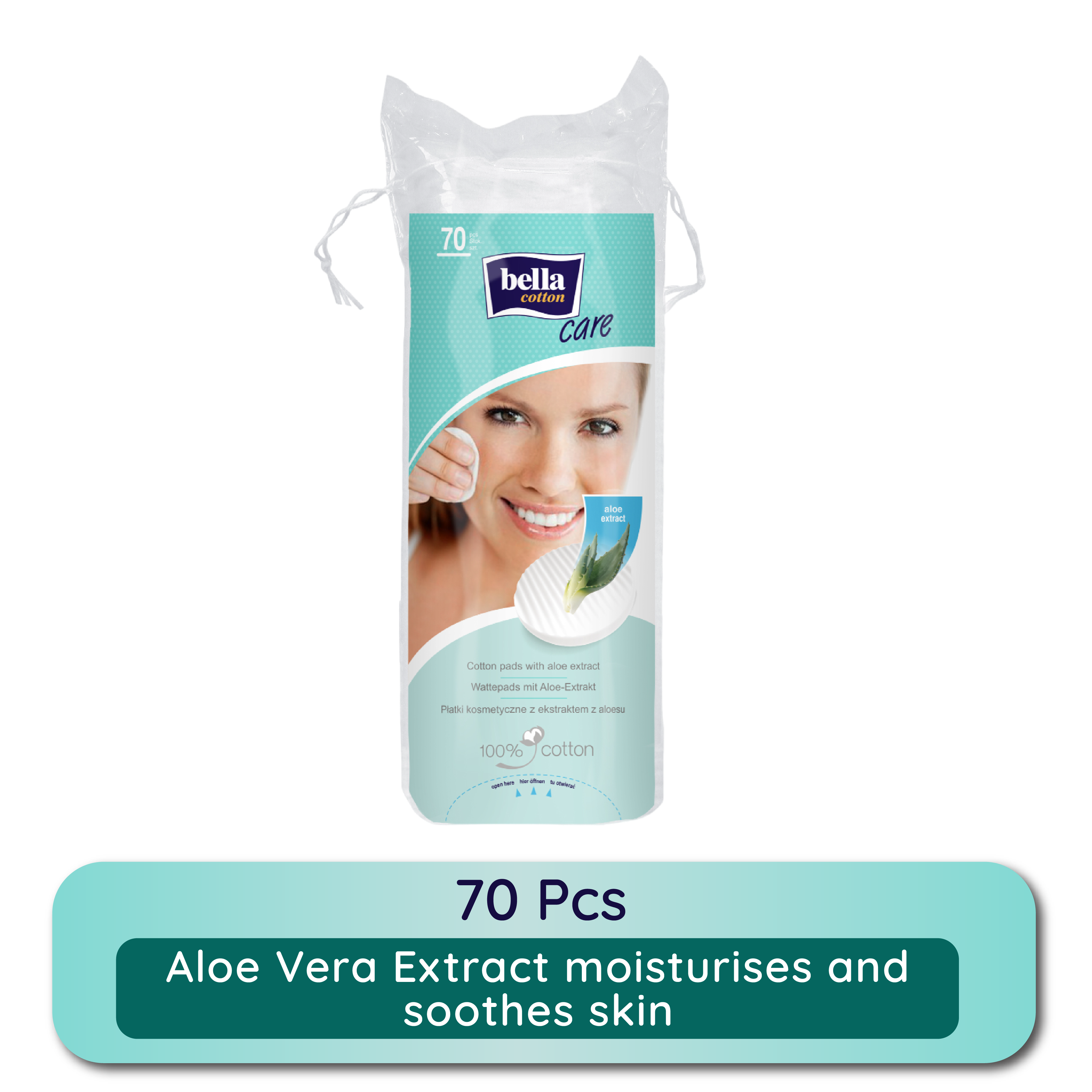 Bella Cotton Pads with Aloe vera Extracts, 100% Cotton, Double Sided, Nail Polish Removal