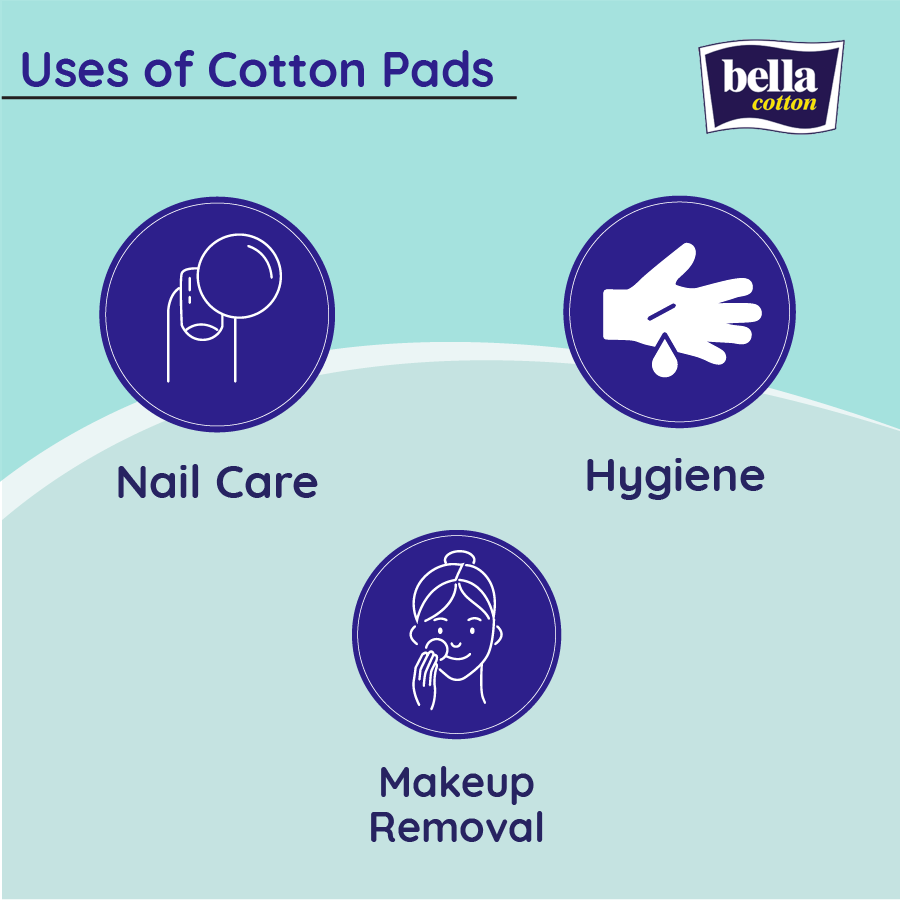 Bella Cotton Pads with Aloe vera Extracts, 100% Cotton, Double Sided, Nail Polish Removal