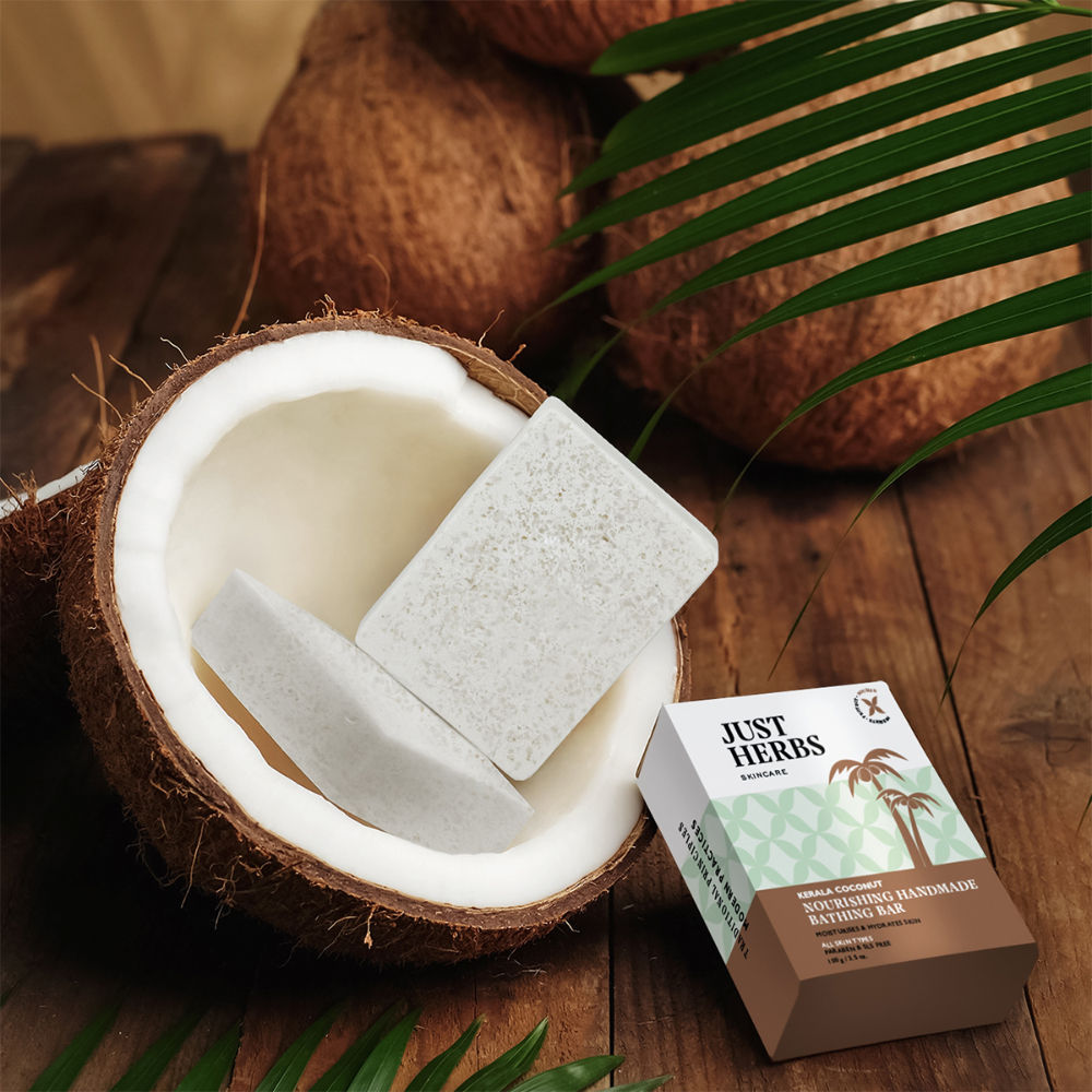 Just Herbs Coconut Handmade Bathing Bar Soap for Women And Men