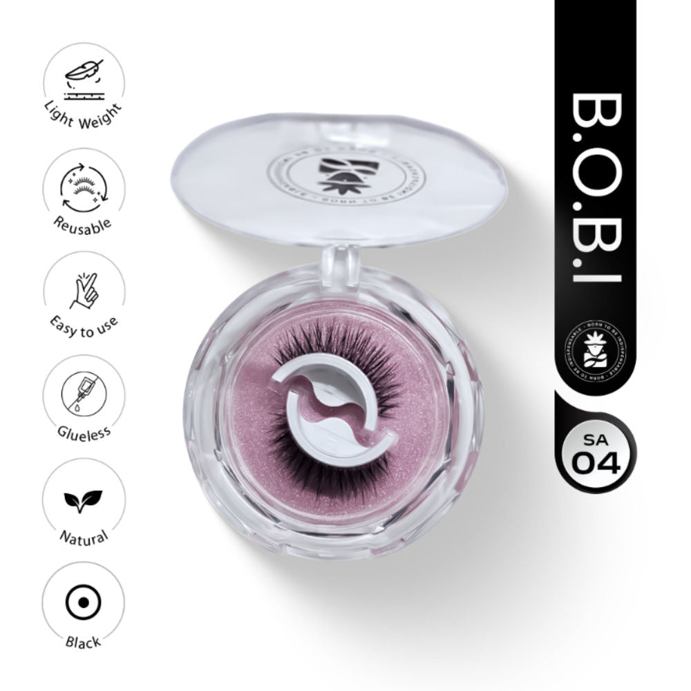 BOBI Self Adhesive Eyelashes SA04, Tapered Center Lift, Open Eyed Look, No Glue, Reusable