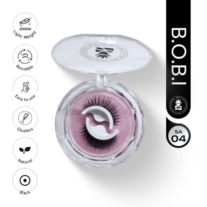 BOBI Self Adhesive Eyelashes SA04, Tapered Center Lift, Open Eyed Look, No Glue, Reusable