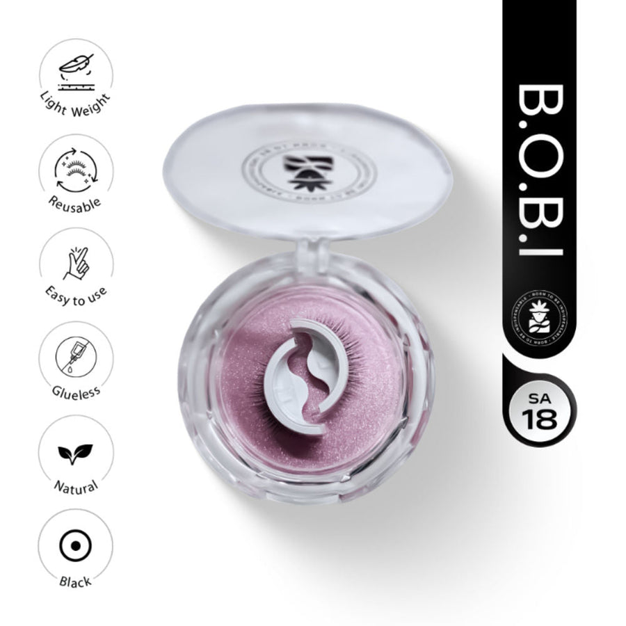 BOBI Self Adhesive Eyelashes SA18, Soft Lash Curve, Light Eye Look, No Glue, Reusable, Easy Wear