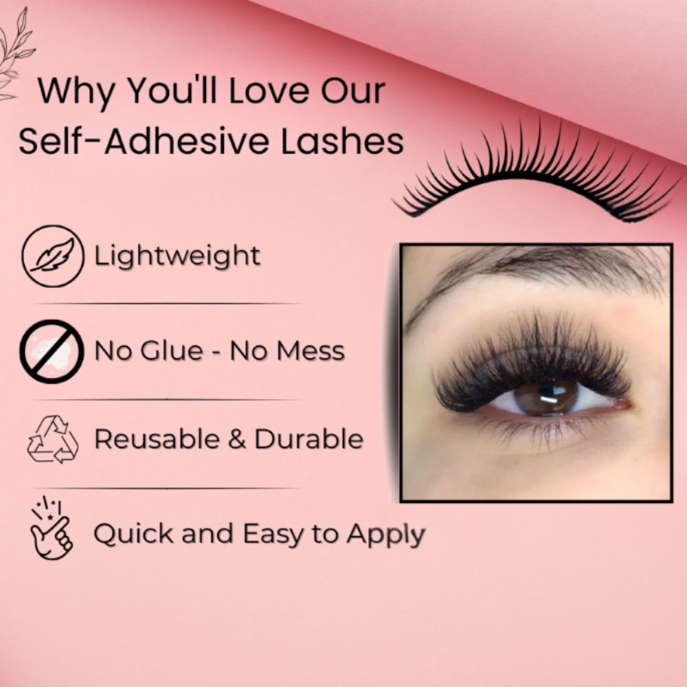 BOBI Self Adhesive Eyelashes SA18, Soft Lash Curve, Light Eye Look, No Glue, Reusable, Easy Wear