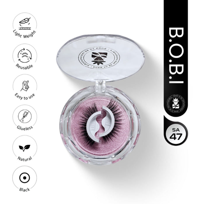 BOBI Self Adhesive Eyelashes SA47, Outer Edge Lift, Bold Curved Look, No Glue, Reusable, Stick On