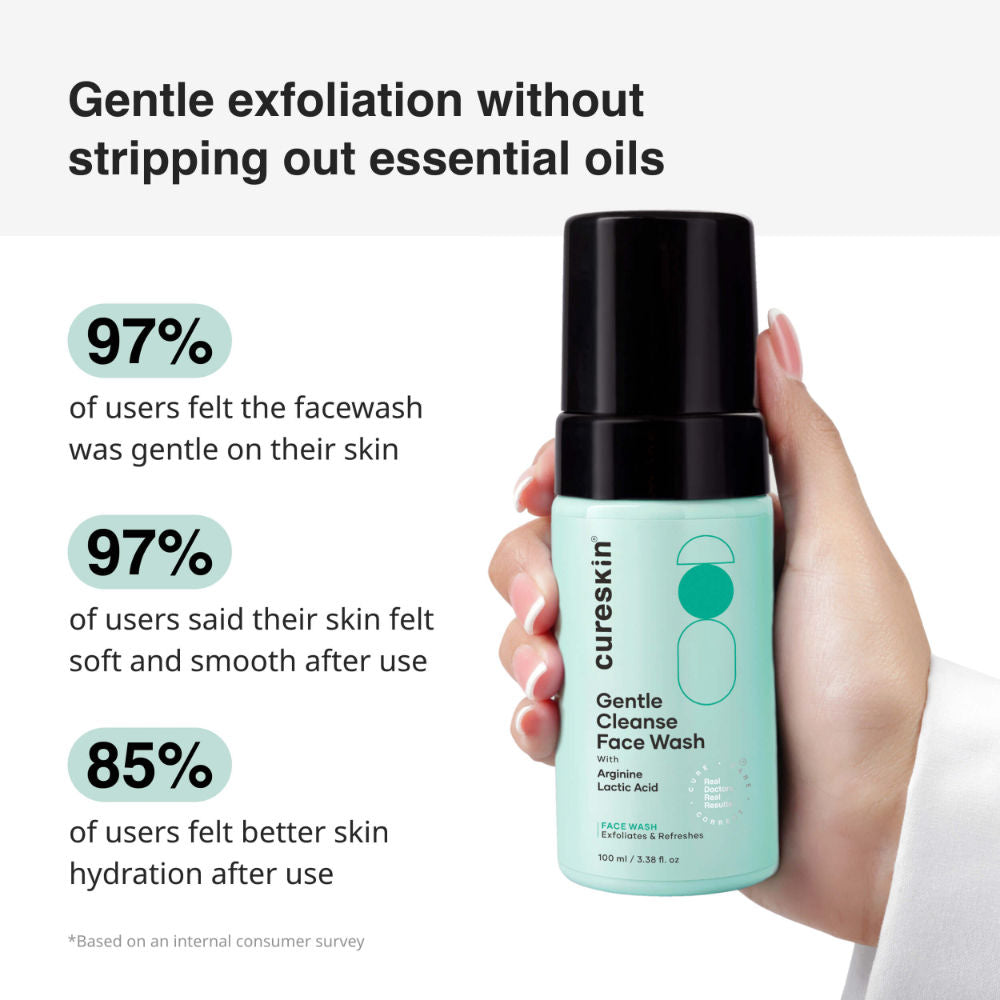 Cureskin Gentle Cleanse Brightening Face Wash With Lactic Acid AHA Foam