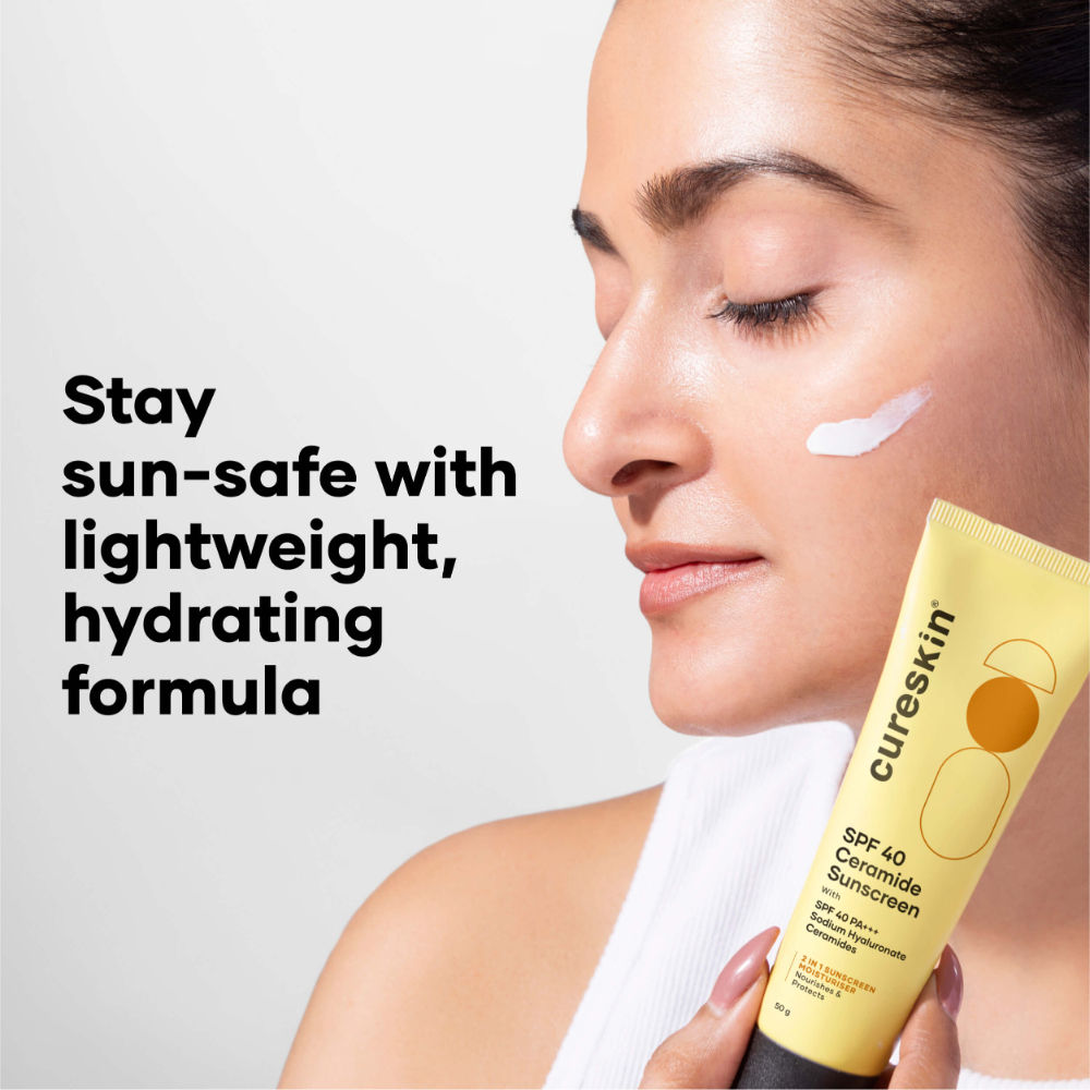 Cureskin Spf 40 Ceramide Sunscreen With Hyaluronic Acid, 2 In 1 Sunscreen Moisturiser