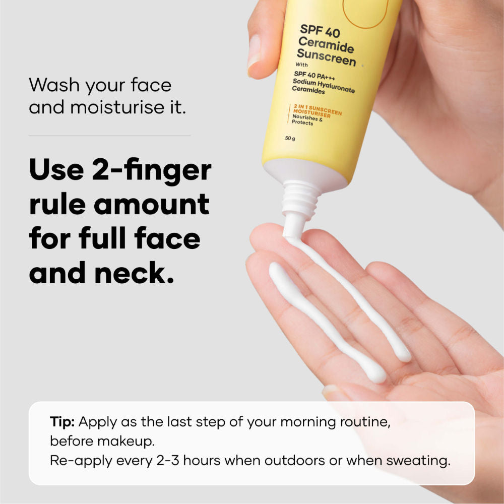 Cureskin Spf 40 Ceramide Sunscreen With Hyaluronic Acid, 2 In 1 Sunscreen Moisturiser