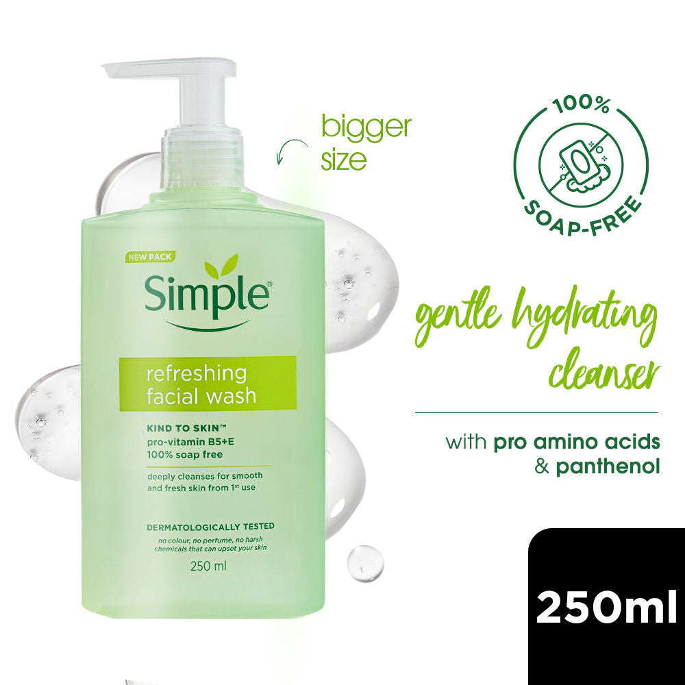 Simple Refreshing Facial Wash, 100% Soap-Free | Perfect for Sensitive Skin