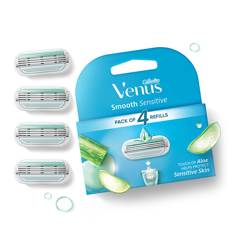 Gillette Venus Smooth Women Hair Removal Razor Blades Aloe Vera Glidestrip - 4 Pieces