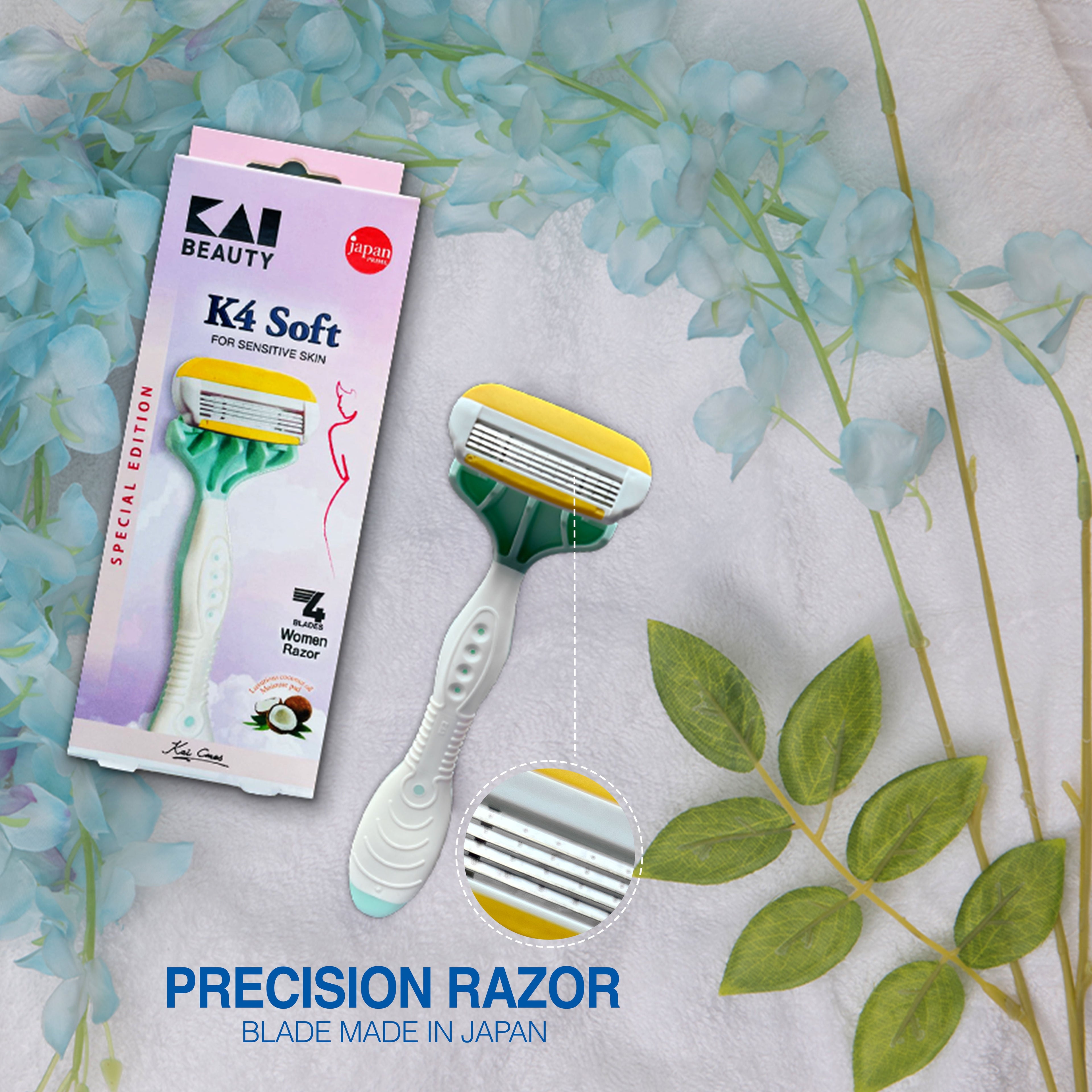 Kai K4 Soft 4-Blade Reusable Razor for Women with Sensitive Skin