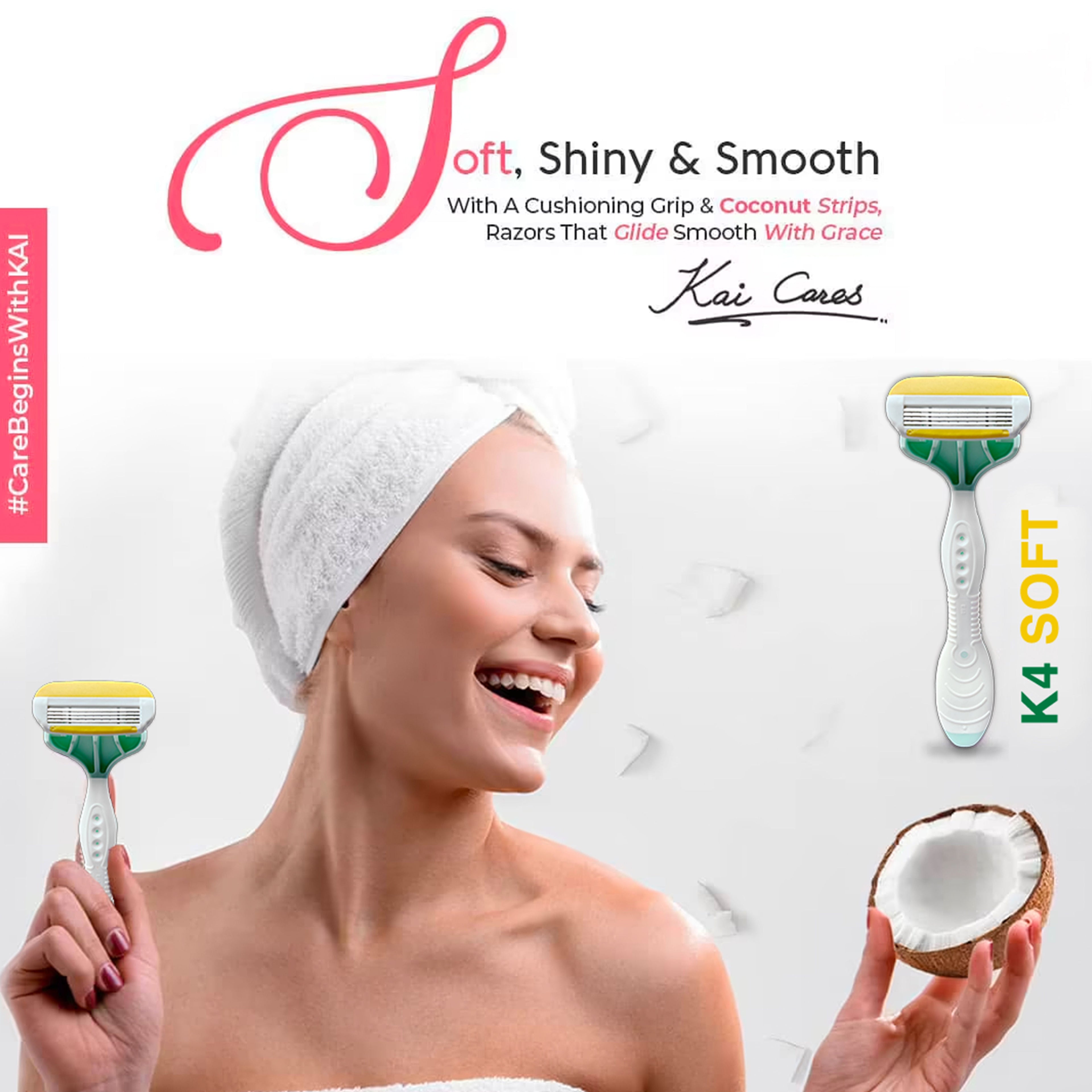 Kai K4 Soft 4-Blade Reusable Razor for Women with Sensitive Skin