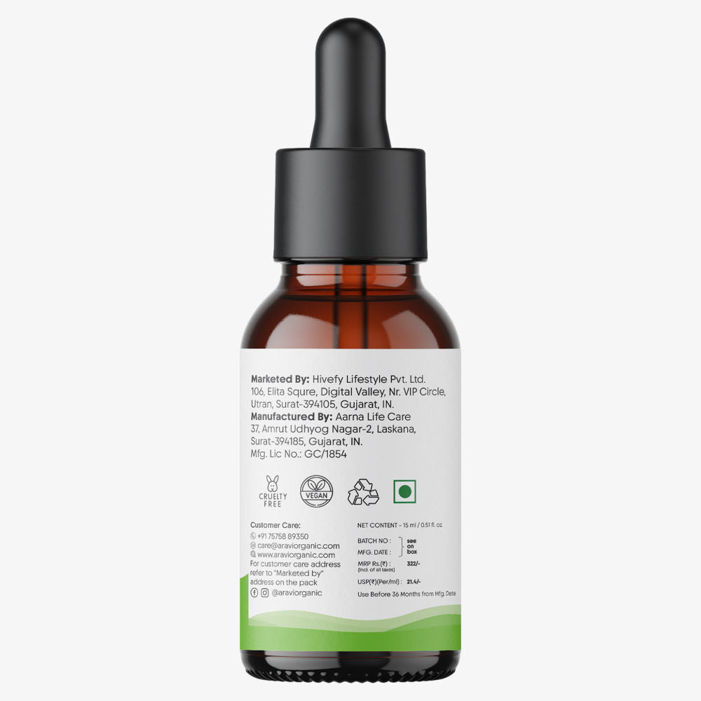 Aravi Organic 100% Pure Tea Tree Essential Oil For Acne & Skin, Tea Tree Oil For Dandruff Control