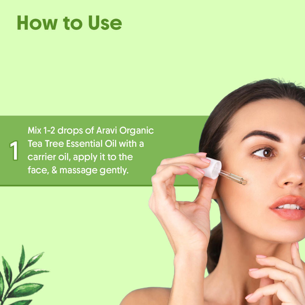 Aravi Organic 100% Pure Tea Tree Essential Oil For Acne & Skin, Tea Tree Oil For Dandruff Control