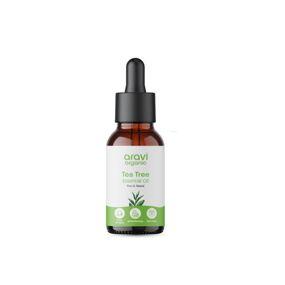 Aravi Organic 100% Pure Tea Tree Essential Oil For Acne & Skin, Tea Tree Oil For Dandruff Control